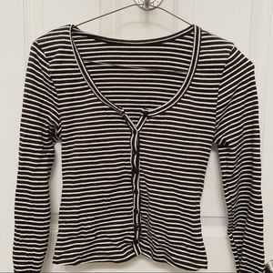 american apparel black and white striped crop top